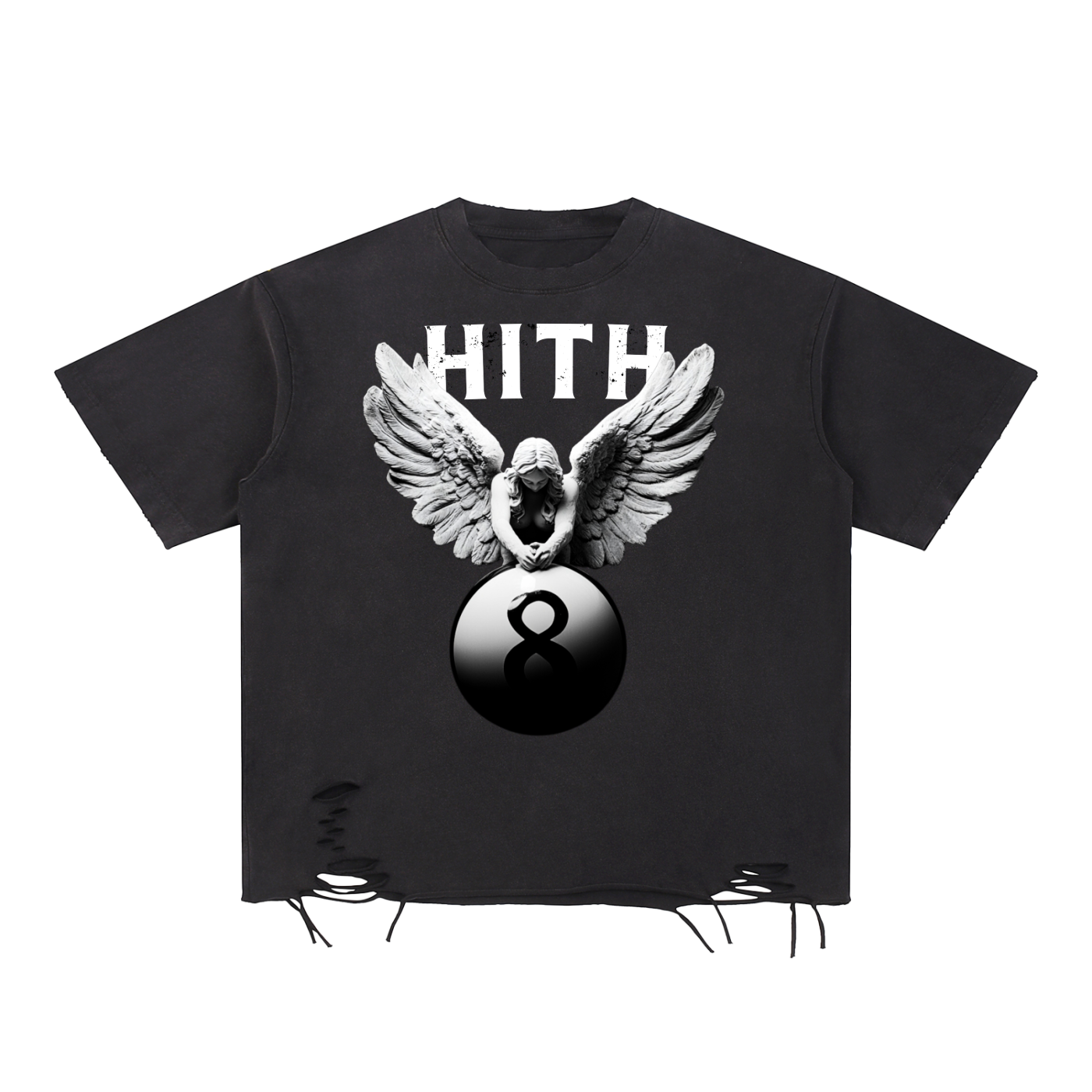 HITH Snow Washed Raw-Hem Tee – BORNGOATD HITH Collection