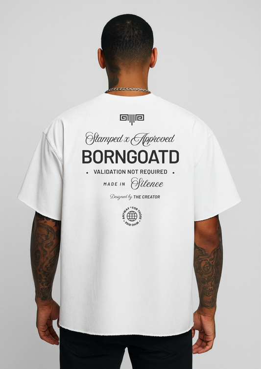 Back view of Validation Not Required Tee showing oversized graphic.