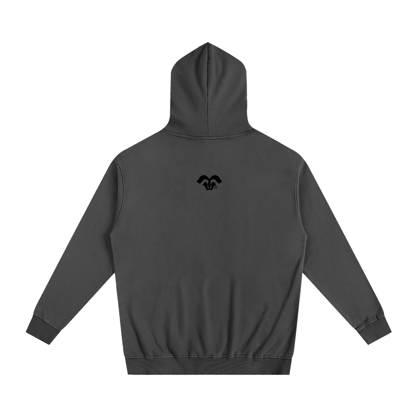 Back view of GOATD 1621 Hoodie with signature ram logo detail