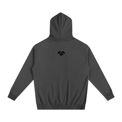 Back view of GOATD 1621 Hoodie with signature ram logo detail