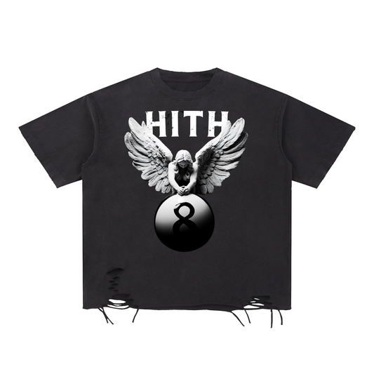 HITH Snow Washed Raw-Hem Tee – BORNGOATD HITH Collection