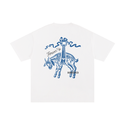 BORNGOATD "Forever Up" Tee — White/Blue