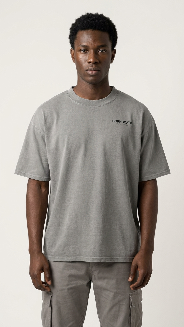 BORNGOATD Pigment Wash Raw Edge Tee