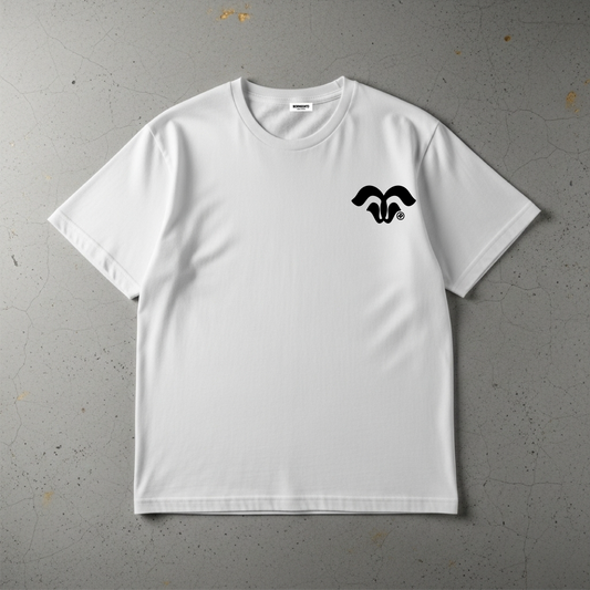 Close up shot of the BORNGOATD Logo tee