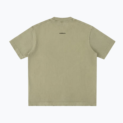 Gray Green t-shirt with a brand logo on the back against a white background