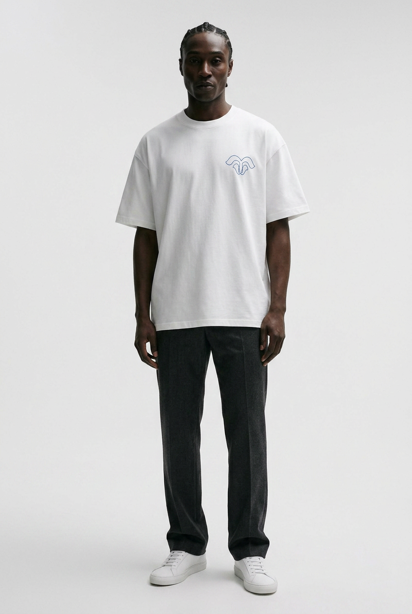 BORNGOATD "Forever Up" Tee — White/Blue