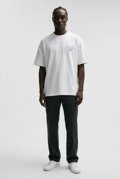 BORNGOATD "Forever Up" Tee — White/Blue