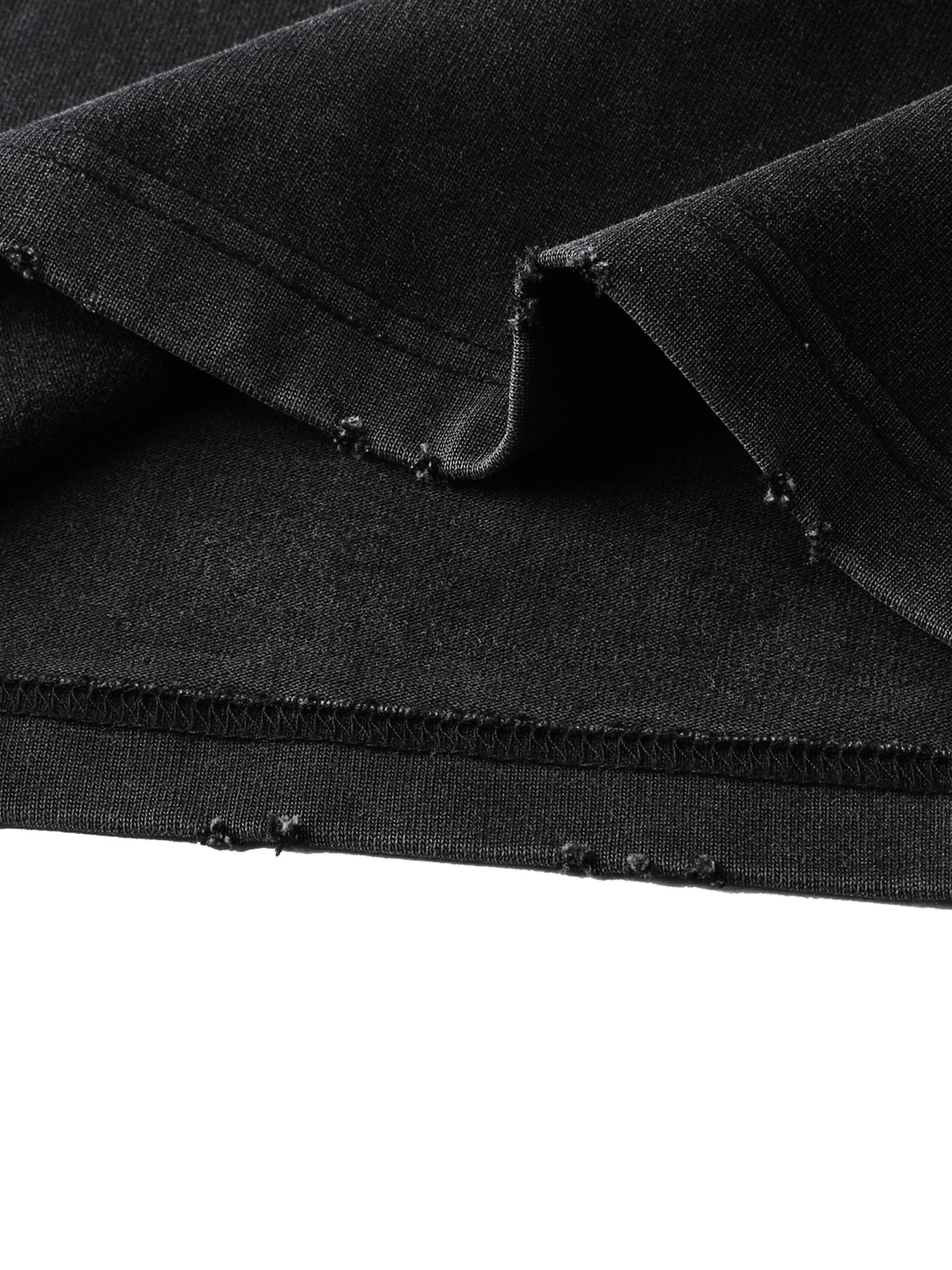 Close-up of frayed edges and heavyweight cotton texture on Property of BORNGOATD Tee