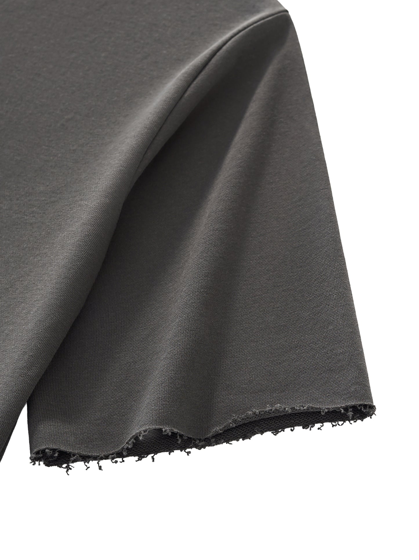 Close-up of hem on heavyweight tee