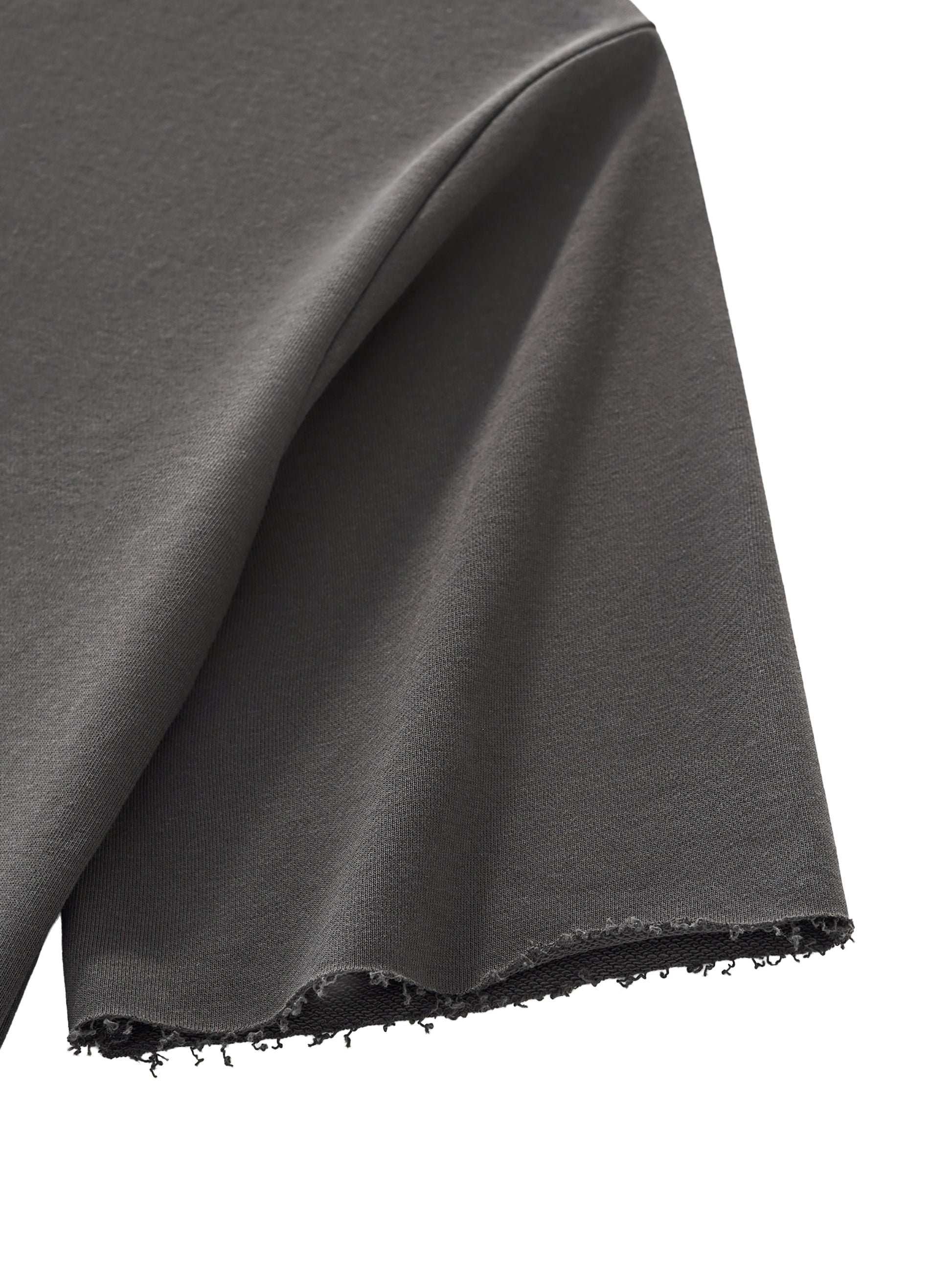 Close-up of hem on heavyweight tee