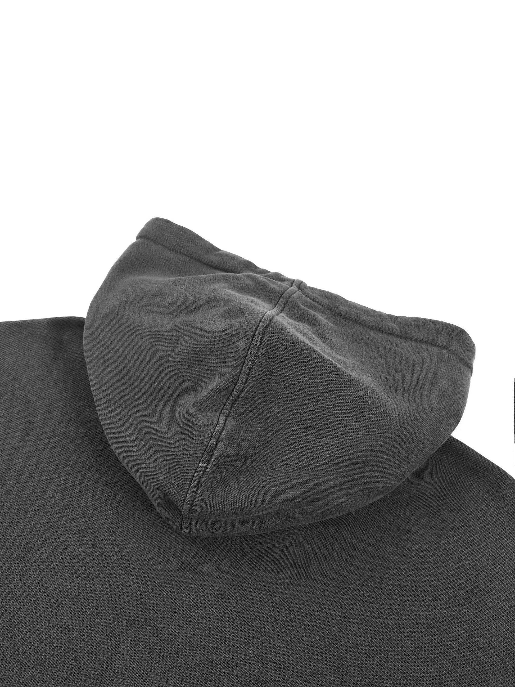 BORNGOATD Snow Washed Double Fabric of Hoodie in charcoal grey 