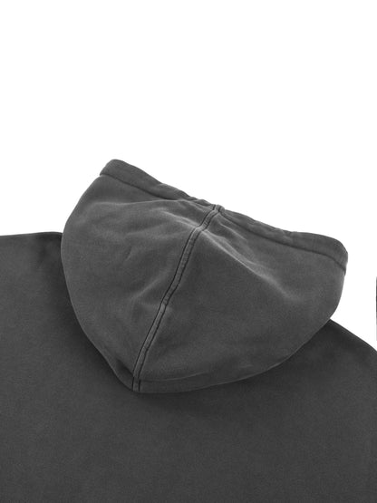 BORNGOATD Snow Washed Double Fabric of Hoodie in charcoal grey 