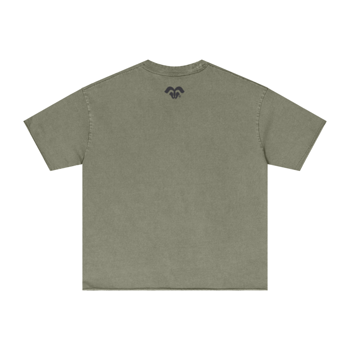 275GSM Unisex Raw-Edge Pigment-Wash T-shirt Grey Green