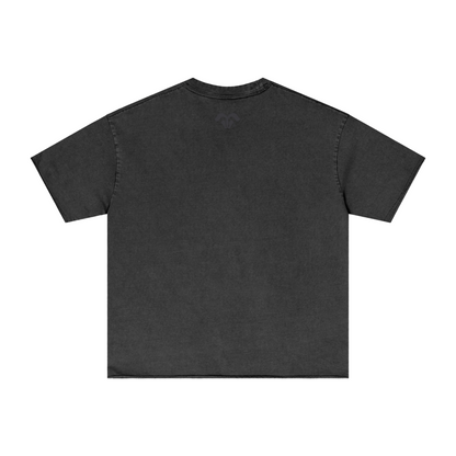 275GSM Unisex Raw-Edge Pigment-Wash T-shirt Dark Grey