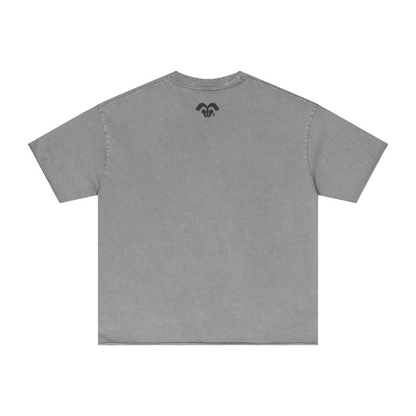275GSM Unisex Raw-Edge Pigment-Wash T-shirt Medium Grey