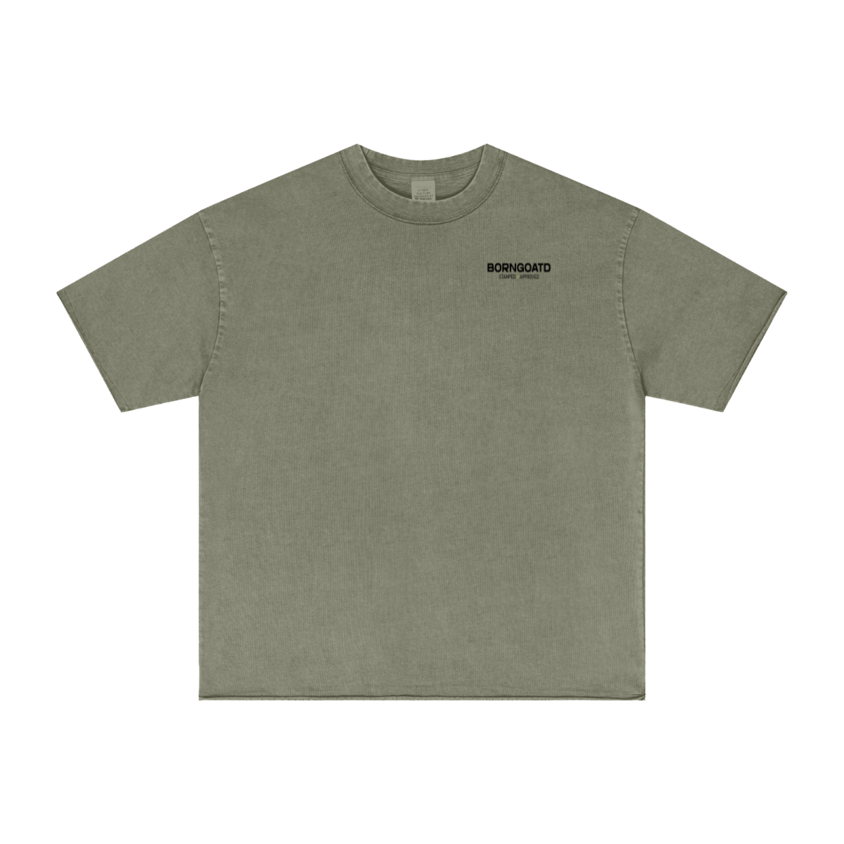 275GSM Unisex Raw-Edge Pigment-Wash T-shirt Grey Green