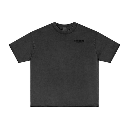 275GSM Unisex Raw-Edge Pigment-Wash T-shirt Dark Grey
