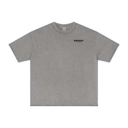 275GSM Unisex Raw-Edge Pigment-Wash T-shirt Medium Grey
