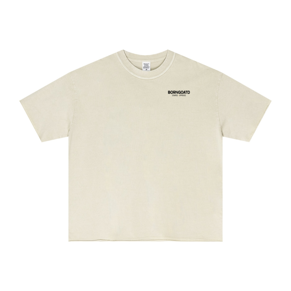 275GSM Unisex Raw-Edge Pigment-Wash T-shirt Grey Apricot
