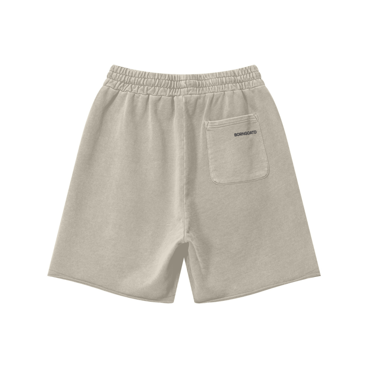 370GSM Unisex Heavyweight Raw-Edge Pigment-Washed Shorts Grey Apricot